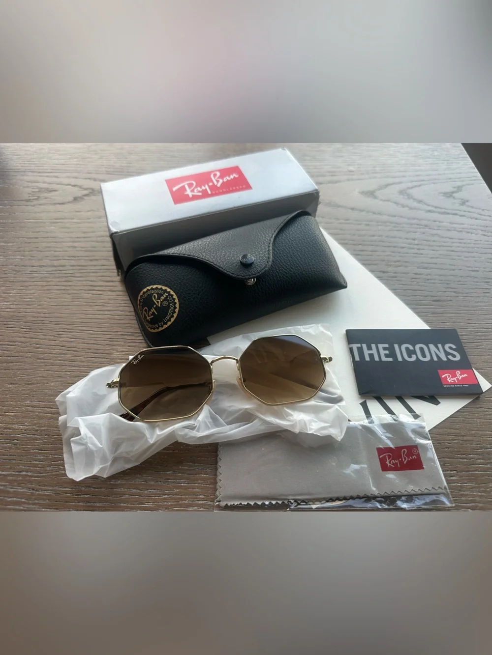 NEW Ray-Ban Octagon 1972 Geometric Sunglasses in Arista Gold Lt Brown 54-19-145